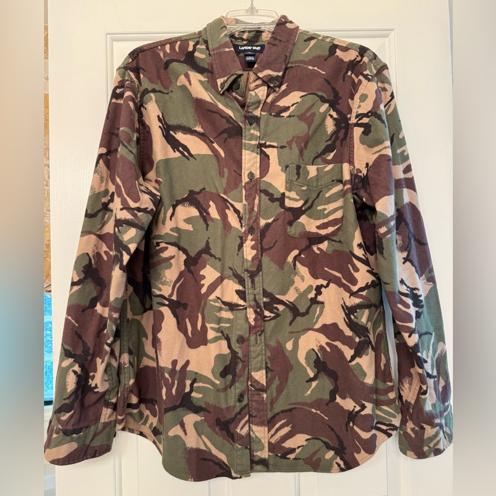 NWOT Lands End Camouflage Shirt Size L